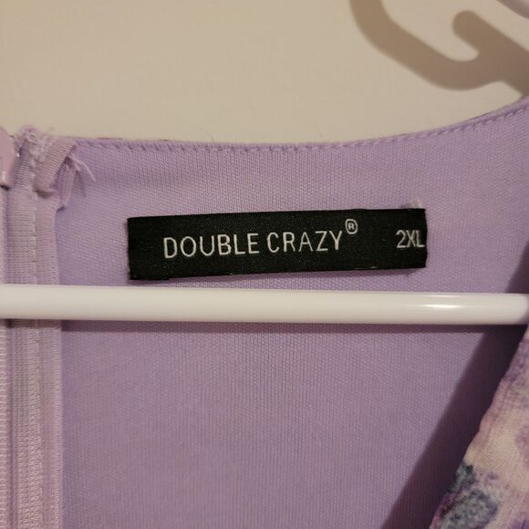 Womens Mini Dress‎ 2XL Chiffon Purple Floral Cottagecore Bell Sleeve Fairy - Picture 4 of 6